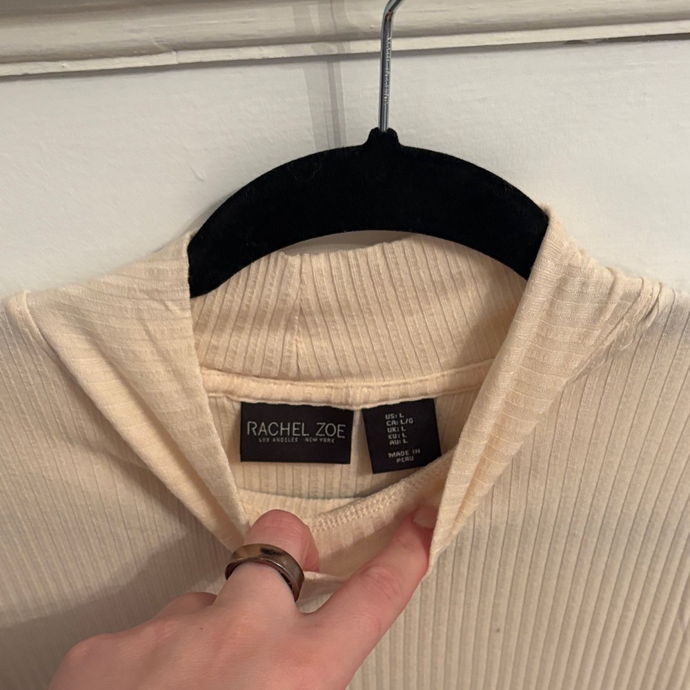 Rachel Zoe Cream Ribbed Tank Top - Picture 2 of 2